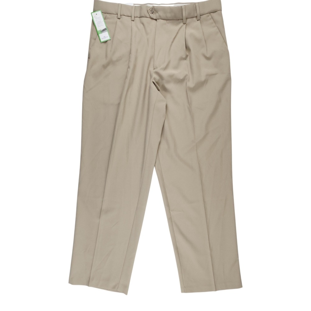 NWT Dockers Golf Performance Pants 36x30 Tan Pleated Relaxed Fit Khaki 407123724